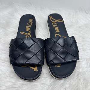 Sam Edelman Adaley Woven Leather Slide Sandal in Black